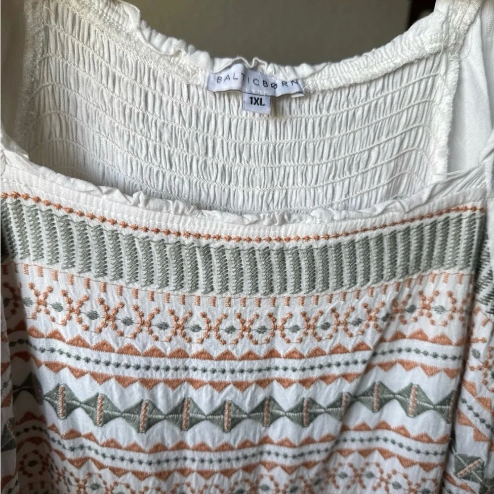 Baltic Born White Dress with Embroidered Pattern - Picture 2 of 3